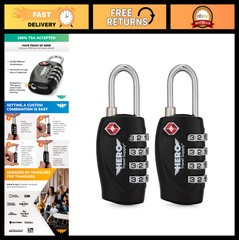 TSA Approved 4-Digit Combination Padlocks – 2 Pack for Travel, Suitcases & Locke