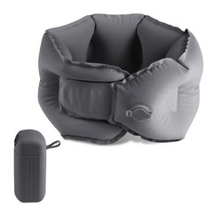 Inflatable Travel Neck Pillow, U-Shape, Dark Gray Nylon, Portable for Airplan…