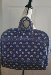 Large Travel Garment Bag Inside Pockets 42 X 22 Blue Quilted Fabric