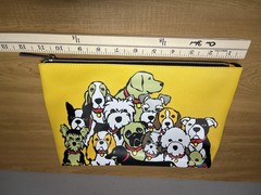Marc Tetro My Dogs Yellow Dog Print Cosmetic Bag PVC Zip Travel Makeup Pouch