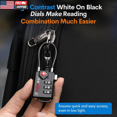 TSA Approved Cable Luggage Locks, Re-Settable Combination with Alloy Body, Black