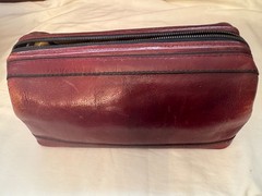 Bosca Utili-Kit Leather Toiletry Bag Burgundy Zip Up Retro Dope kit