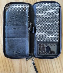 fossil black leather travel multi passport zip around case (See Pics For Details