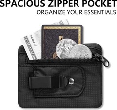 RFID Blocking Clip Stash Pocket, Compact Hidden Travel Belt Wallet for Cards …