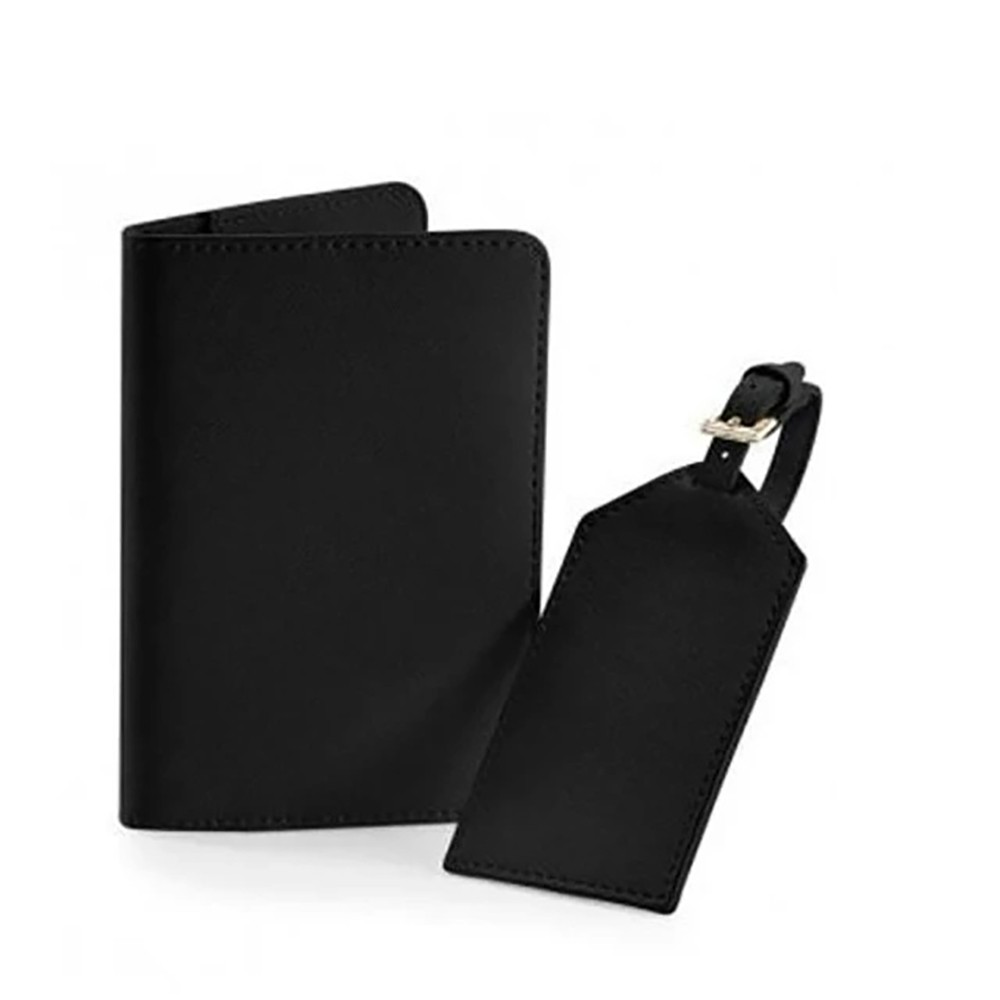 Premium PU Leather Travel Passport Holder and Luggage Tag Set for Outdoor Travel