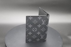 Louis Vuitton Monogram Eclipse Passport Cover NM Black Wallet NIB Box Dust Bag