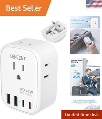 Lightweight Type C European Travel Plug with 4 Outlets – Compact & Fast Charging