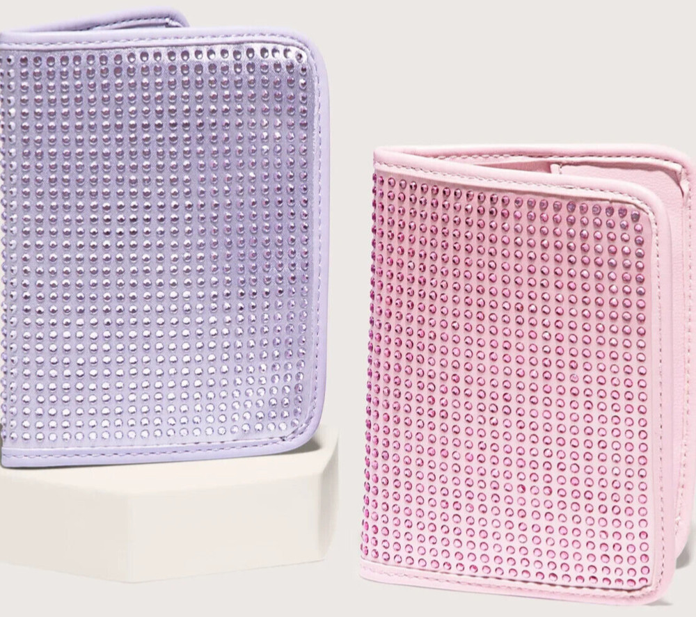 $178 New Stoney Clover 2 PC SET Rhinestone EMBELLISHED Passport Case Purple Pink