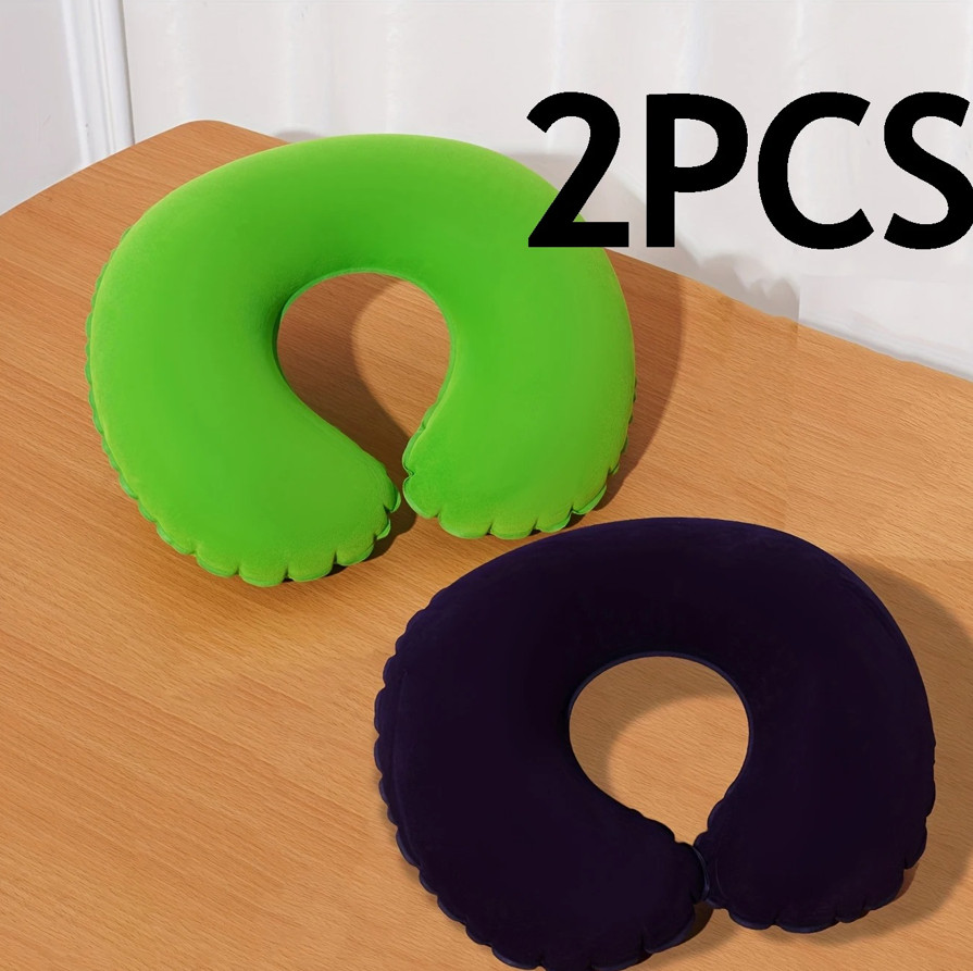 2pcs Inflatable U-Shaped Travel Neck Pillows – Portable & Folding Design – NEW