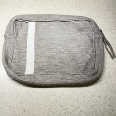 Parachute Home Merino Wool Travel Zip Carrying Case Pouch Bag Gray White Stripe