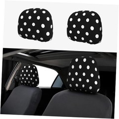 2 Pack Universal Car Headrest Cover Elastic,Cute Stylish Black White Polka Dots