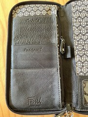 fossil black leather travel multi passport zip around case (See Pics For Details