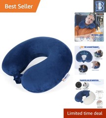 Ultimate Comfort Navy Blue Travel Pillow with Adjustable Memory Foam Support
