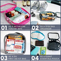 Clear TSA Approved 3-1-1 Travel Toiletry Bag for Carry On/Quart Size Transparent