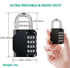 2 Pack 4 Digit Combination Padlock for School Gym Sports Locker Fence Toolbox