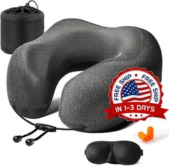 Almohada de viaje con antifaz contorneado 3D y tapones para los oídos estándar