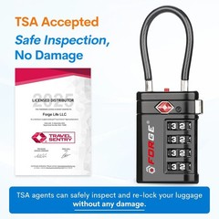 TSA Approved Luggage Locks 4 Digit Combination TSA Travel Locks with TSA008, Ope