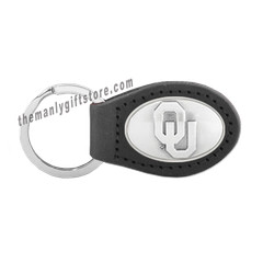 NCAA Oklahoma Sooners Zep-Pro Leather Concho Key Fob black keychain
