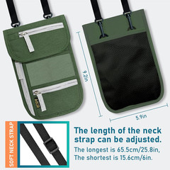 Travel Neck Wallet, RFID Blocking Passport Holder with Adjustable Neck Strap for
