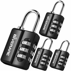 4 Pack Combination Lock, 3-Digit Padlock Keyless, Resettable Luggage Locks fo…