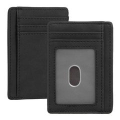LOUEBICA Compact Slim Minimalist Front 4.53 x 3.23 x 0.39 inches, Black