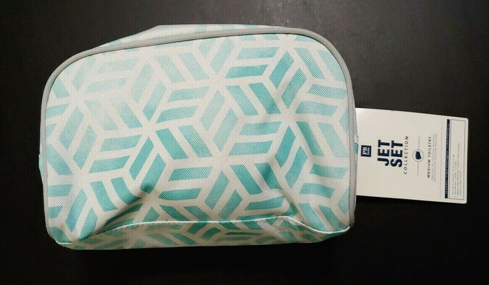 Pottery Barn Teen Jet Set Medium Toiletry Cosmetic Bag Rowan Pool NWT No Mono