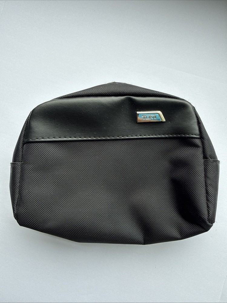 Tumi for Delta Black Small Zip Pouch Travel Case Cosmetic Bag Toiletry Bag