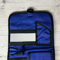 LL Bean Personal Organizer Toiletry Flat Folding Travel Case Bathroom Black Blue