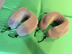 Two Cabeau Evolution Travel Neck Pillows Memory Foam W/Adjustable Toggles Gray