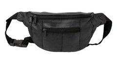 Genuine Black Leather Waist Bum Bag Money Belt Hip Pouch Holiday Travel Wallet