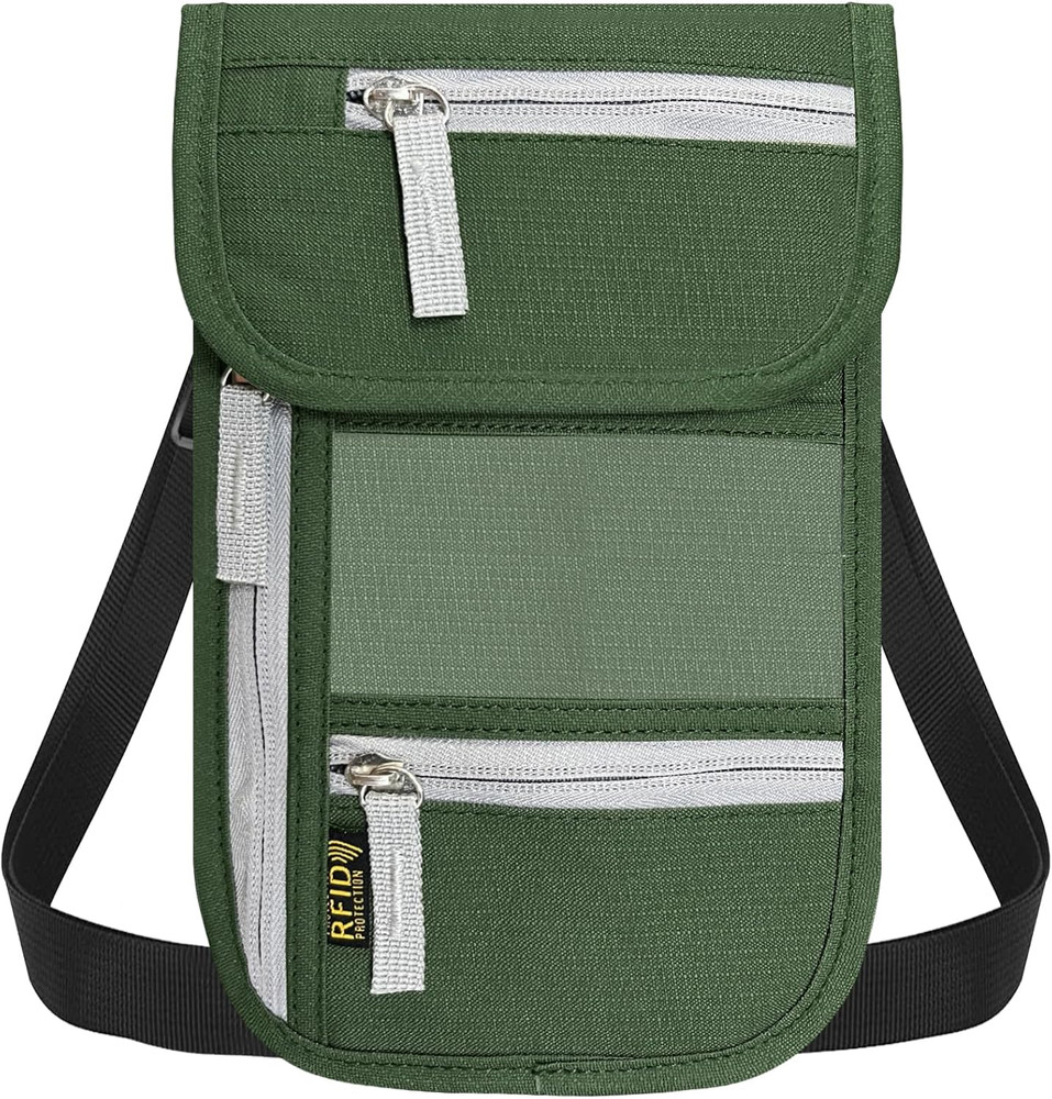 Travel Neck Wallet, RFID Blocking Passport Holder with Adjustable Neck Strap for