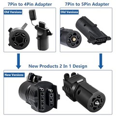 Trailer Plug Adapter 7 Way Round to 4 and 5 Flat Blade Trailer Connector 1 Pc