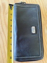fossil black leather travel multi passport zip around case (See Pics For Details