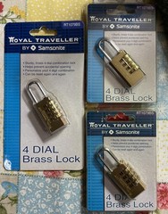 Samsonite Royal Traveller 4 Dial Brass Lock RT1079BS Personalize/Reset Comb. X3