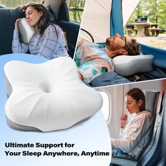 Compact Memory Foam Travel Pillow for Camping, Neck Support, 11.8×9.8 in