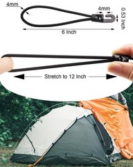 AOBYMIN Small 6 Inch 100 PCS Black Hook Bungee Cord, Cord