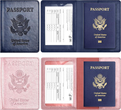 2PCS Passport Holder Wallet Travel Case PU Leather Card Slot