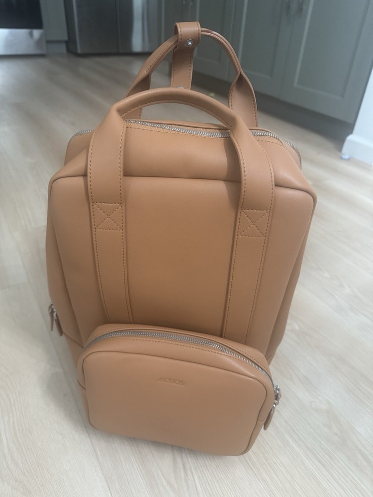 Monos Metro Vegan Leather Backpack Saddle Tan