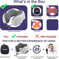 Travel Neck Pillow Memory Foam Portable Light Grey Comfort Support