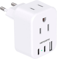 European Travel Plug Adapter USB C, International Plug Adapter, US to Europe Ad