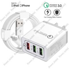 QC Power Adapter Cube Fast Charger USB Charging Cable For iPhone 14 13 12 8 7 6