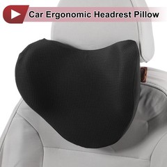 Car Headrest Pillow Polyester, Memory Foam Black 1 Pcs for Driving Travel