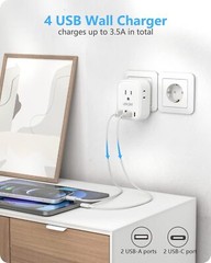 European Travel Adapter International Type C Foldable Power Plug USB C Charger