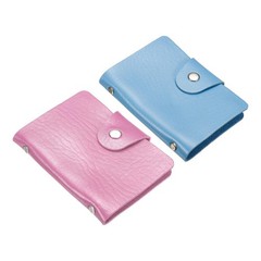 Credit Card Holder, 2 Pack Cards Protector with 24 Card Slots, Pink, Blue
