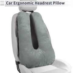 Car Headrest Pillow Polyester,Polypropylene Cotton Gray 1 Pcs for Driving Travel
