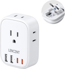 Compact 4AC + 4USB Type-C Adapter for European Travel – Fast Charging Essential