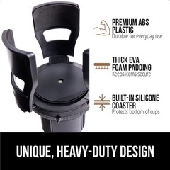 GORILLA GRIP Car Cup Holder Expander 2 Pack, Keeps Large Drink Cups Onyx