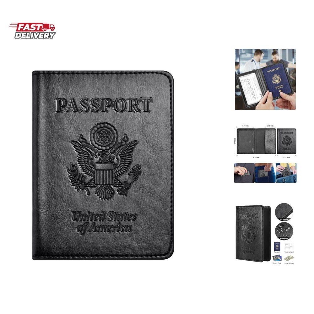 Passport and Vaccine Card Holder Combo, Faux Leather, Compact, Lightweight, W…