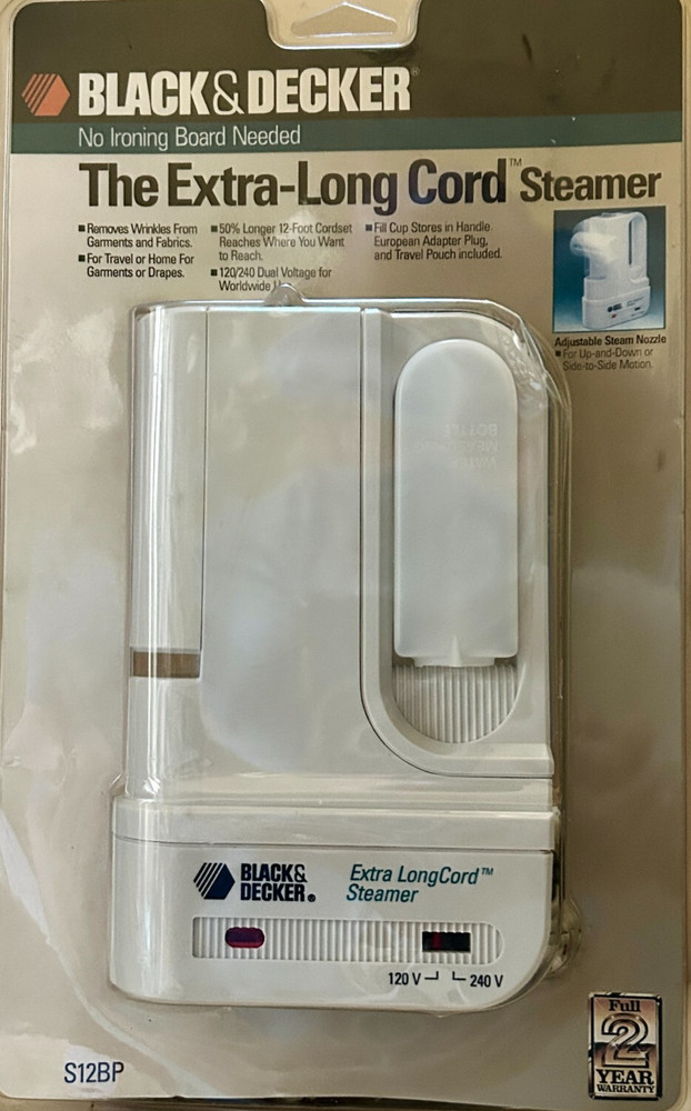 Black & Decker Extra Long Cord Travel Steamer S12BP In Orig. Package