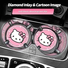 2PCS Cute Kitty Cup Holder Coasters, Black Silicone Universal size, A